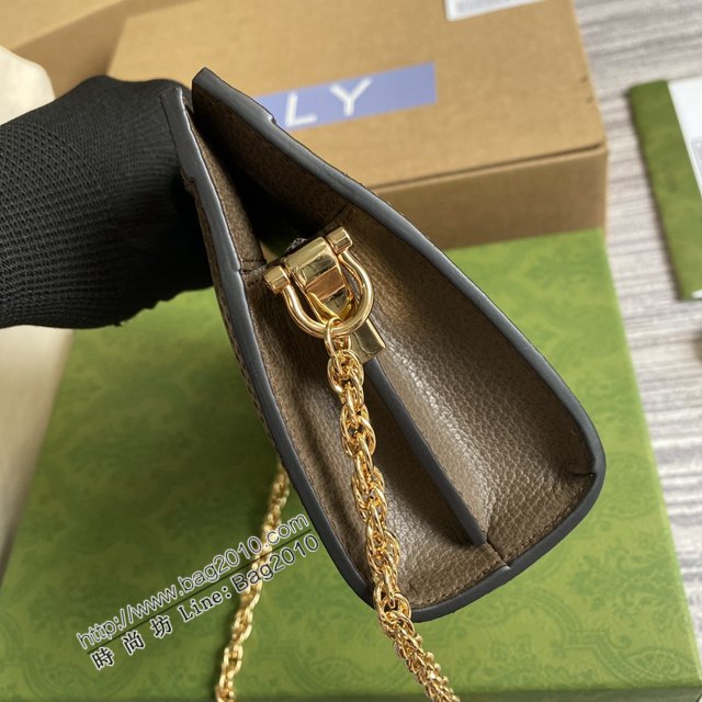 Gucci新款原廠皮女包 古馳Ophidia系列小號鏈條包 Gucci迷你號嵌花織帶條紋女包 498156  ydg3105